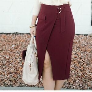 Forever21 burgandy pencil skirt with split